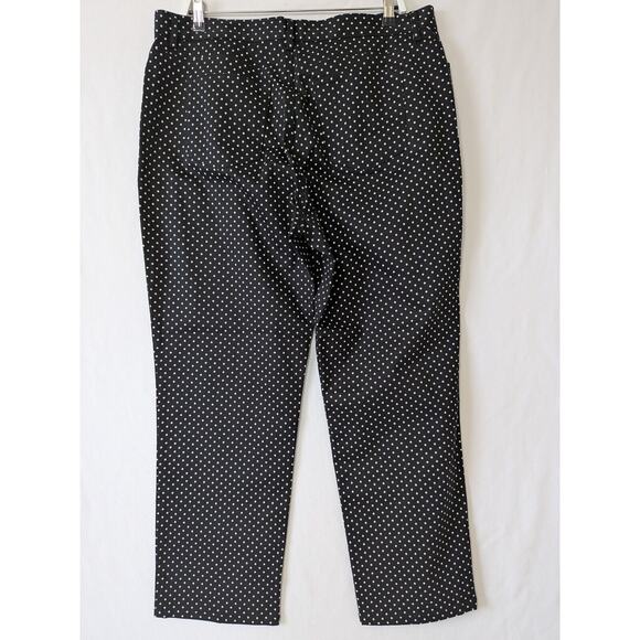 Chaps Womens Pants Size 16 Black White Polka Dot Stretch Office Preppy Corpcore - Picture 3 of 8